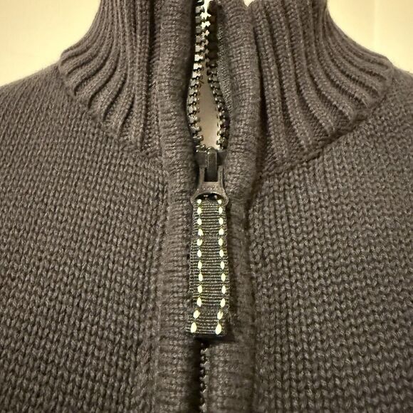 Lands End Vintage 100% Black Knit Full Zip Sweater SZ XL VGUC - Picture 5 of 11